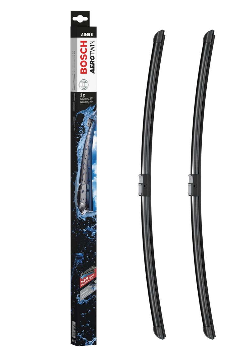 BOSCH 3397118946 AeroTwin OE Replacement Wiper Blades Driver & Passenger Side - Set of 2 (27" & 27") Side Lock 22mm - Image 1