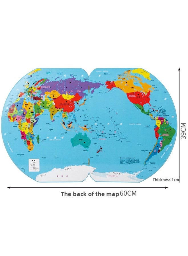 Wooden Flag Toy World Map Flag Early Education Children Oversized World Flag 1.8-Color:English World Map (Large) - Image 5