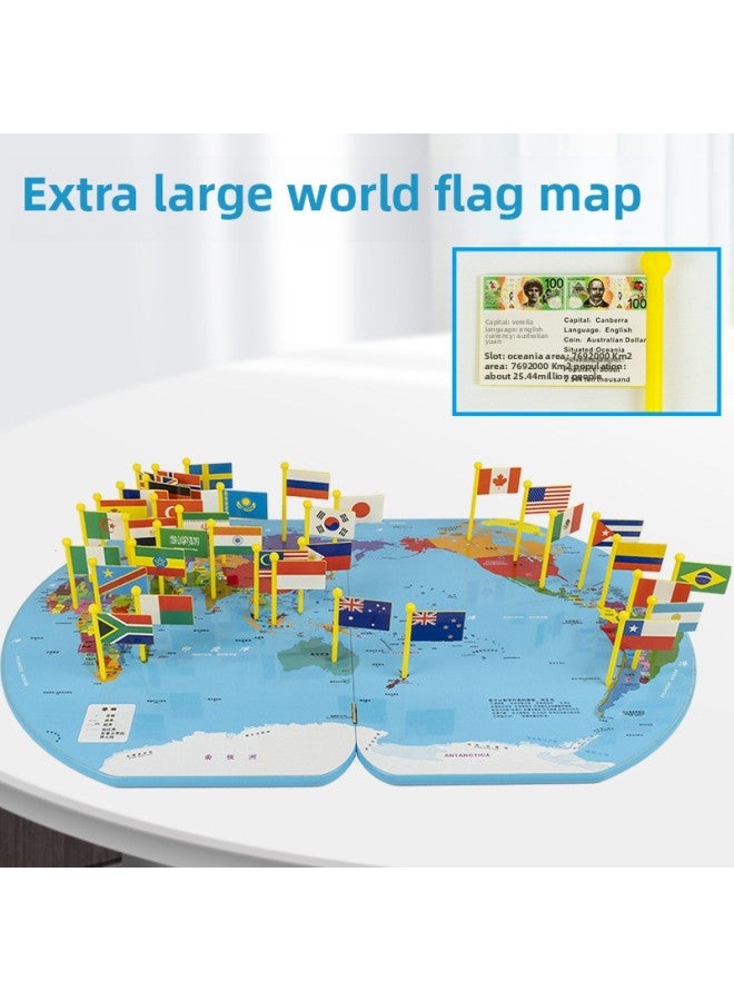 Wooden Flag Toy World Map Flag Early Education Children Oversized World Flag 1.8-Color:English World Map (Large) - Image 2