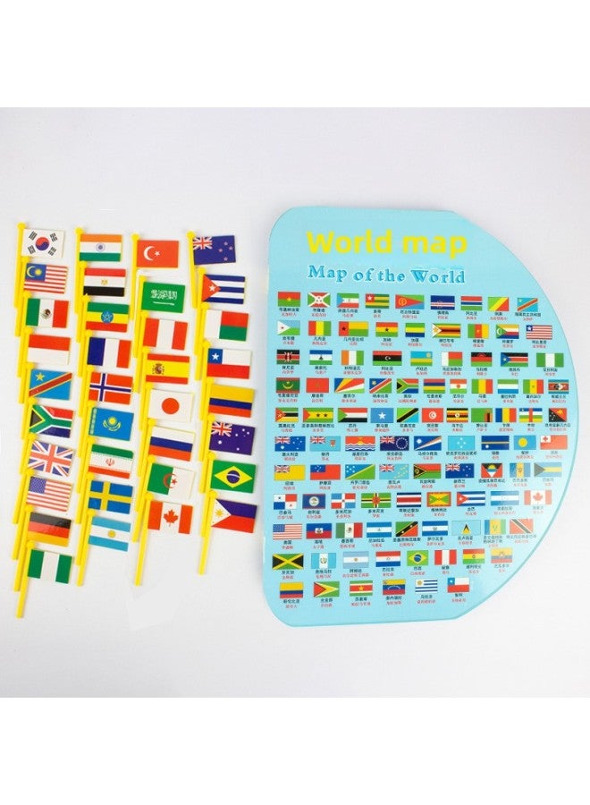 Wooden Flag Toy World Map Flag Early Education Children Oversized World Flag 1.8-Color:English World Map (Large) - Image 4