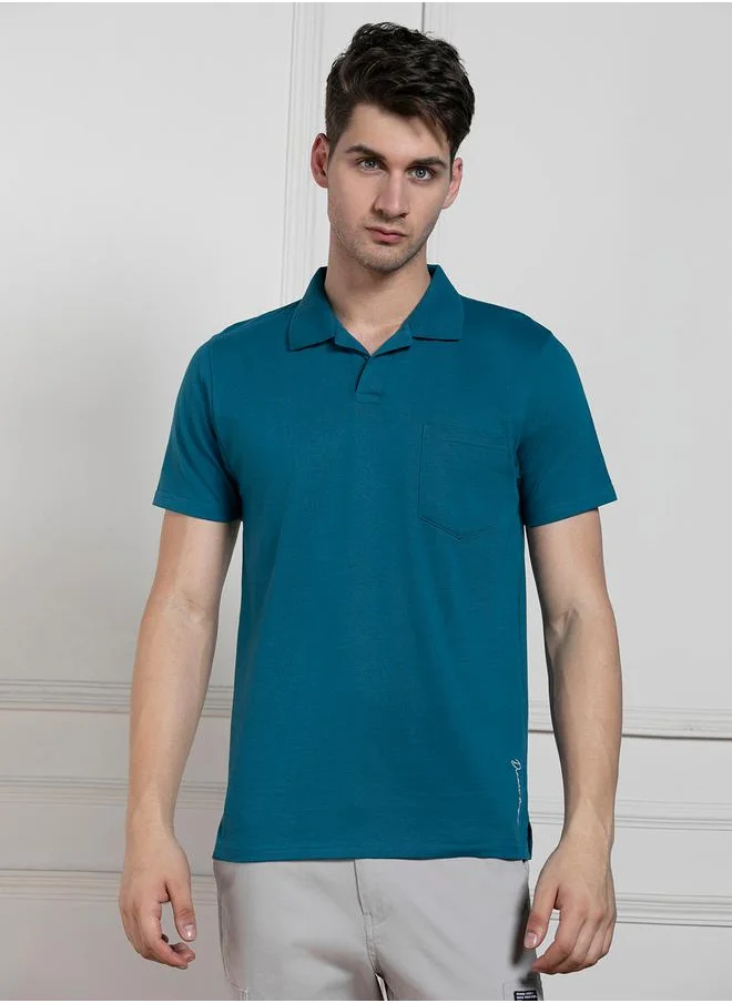 دينيس لينغو Regular Fit Solid Polo with Patch Pocket