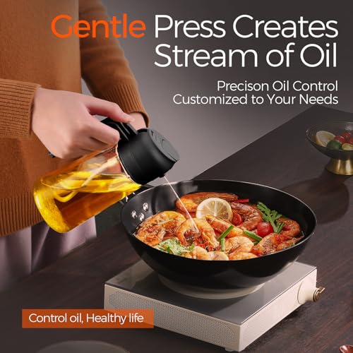 ‎YARRAMATE YARRAMATE 16oz/470ml Glass Olive Oil Sprayer for Cooking with Stickers, 2 in 1 Oil Dispenser for Kitchen Gadgets, Food Grade Premium Spray Bottle with Portion Control for Salad, Frying, BBQ (Black) - Image 4