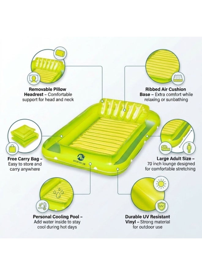 Adventure Lab Inflatable Tanning Pool Lounge Float with Pillow – 70” Suntan Pool Float, Personal Sunbathing Lounger for Adults, Large Inflatable Pool Raft for Swimming Pool, Beach & Summer Relaxation - Image 4