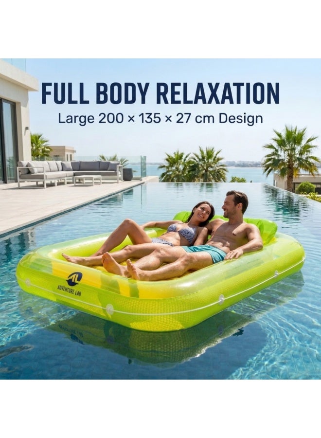 Adventure Lab Inflatable Tanning Pool Lounge Float with Removable Pillow – Large 200 x 135 cm Suntan Pool Float for Adults, Personal Cooling Pool Raft, Heavy-Duty UV Resistant Vinyl Lounger for Pool, Beach & Summer Relaxation - Image 2