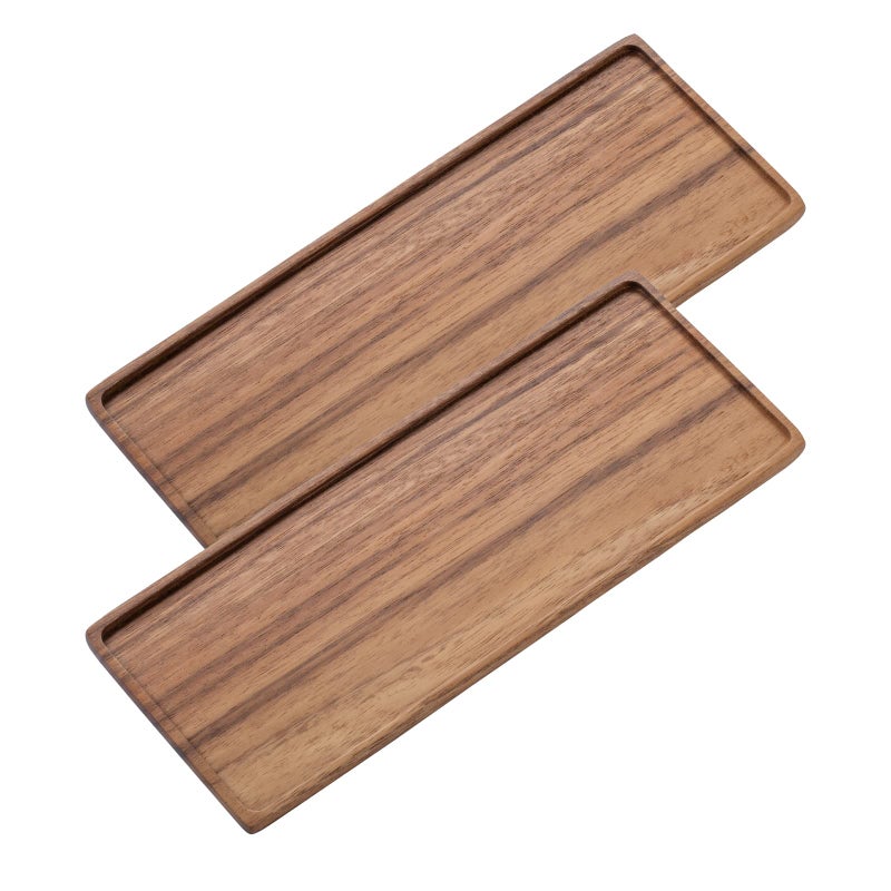 Vandroop Mini Wooden Serving Platter Small Wood Serving Tray for TeaCoffee Set of 2 M