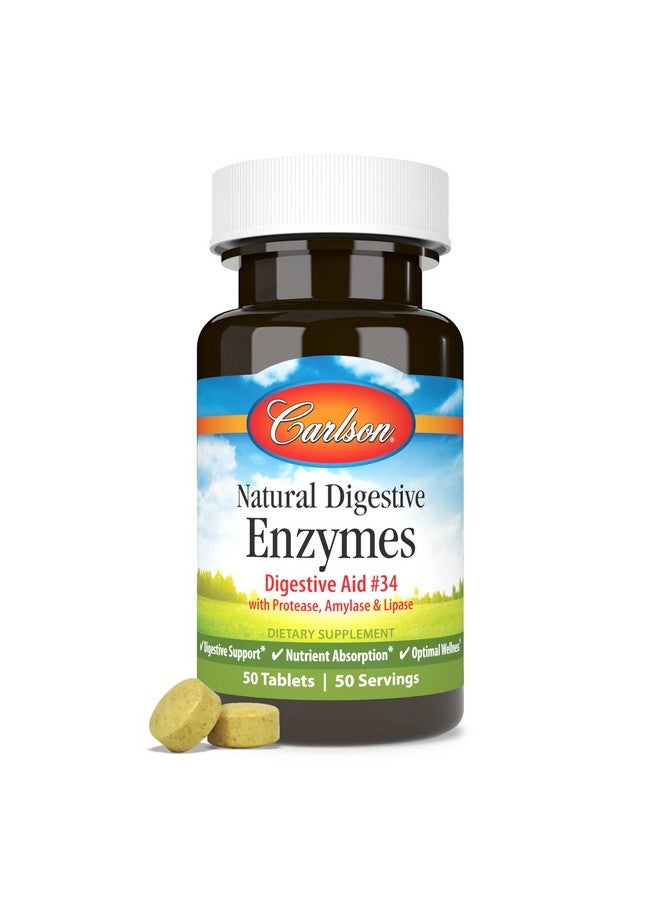 Carlson Natural Digestive Enzymes Digestive Aid 34 With Protease Amylase  Lipase Digestive Support Nutrient Absorption  Optimal Wellness 50 Tablets - Image 5