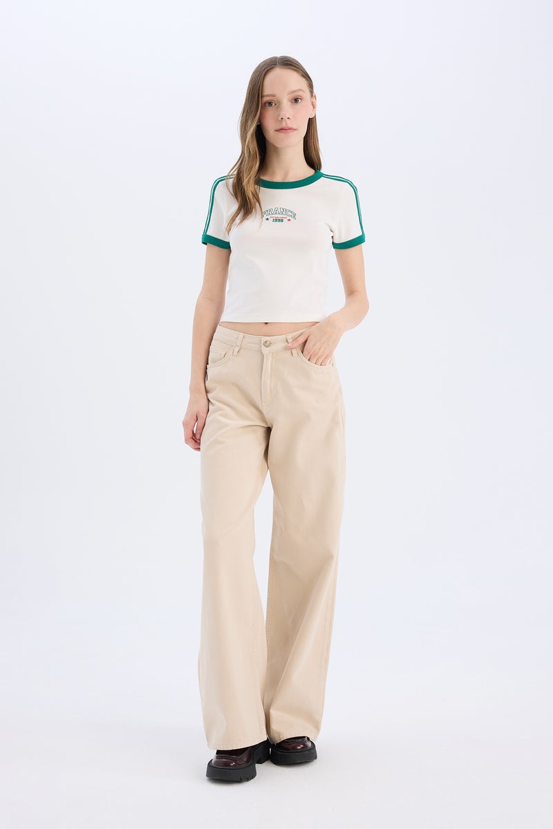 DeFacto Woman Slim Fit Ribana Short Sleeve T-Shirt - Image 3