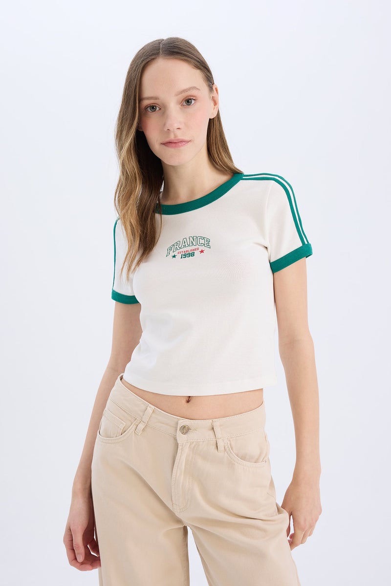 DeFacto Woman Slim Fit Ribana Short Sleeve T-Shirt - Image 4