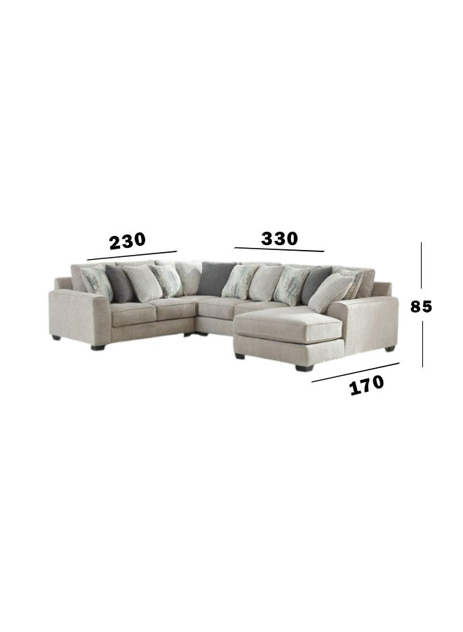 هوم جويز كنبة زاوية خشب سويدي منجد بالكتان - تصميم على شكل حرف U - بيج - Image 3