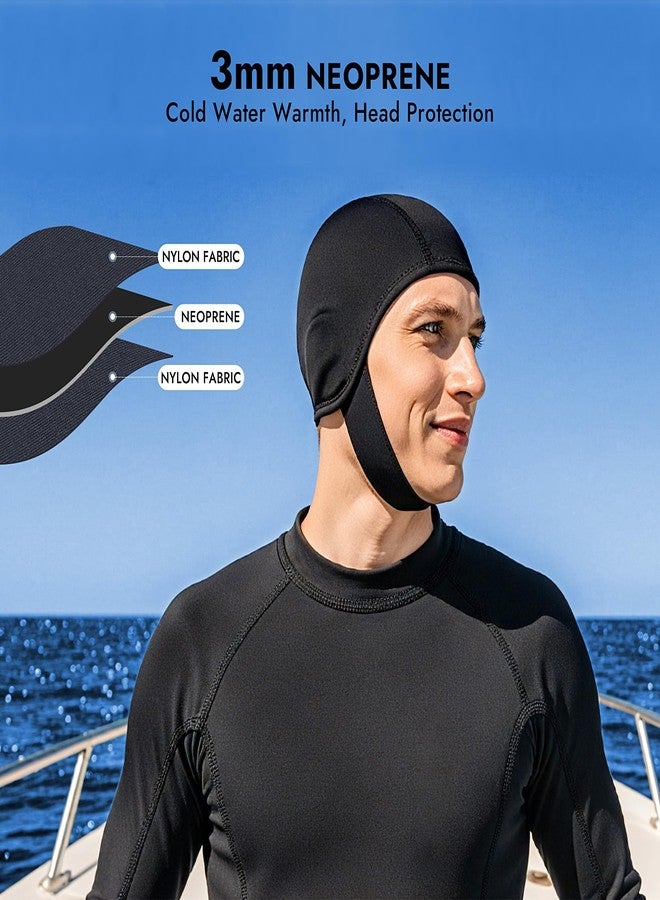 Dizokizo Neoprene Diving Hood for Men Women, Thermal Wetsuit Hood Swim Cap with Chin Straps, 3mm Diving Headgear Surfing Head Cover for Water Sports Scuba Snorkeling Kayaking Sailing (XL) - Image 4