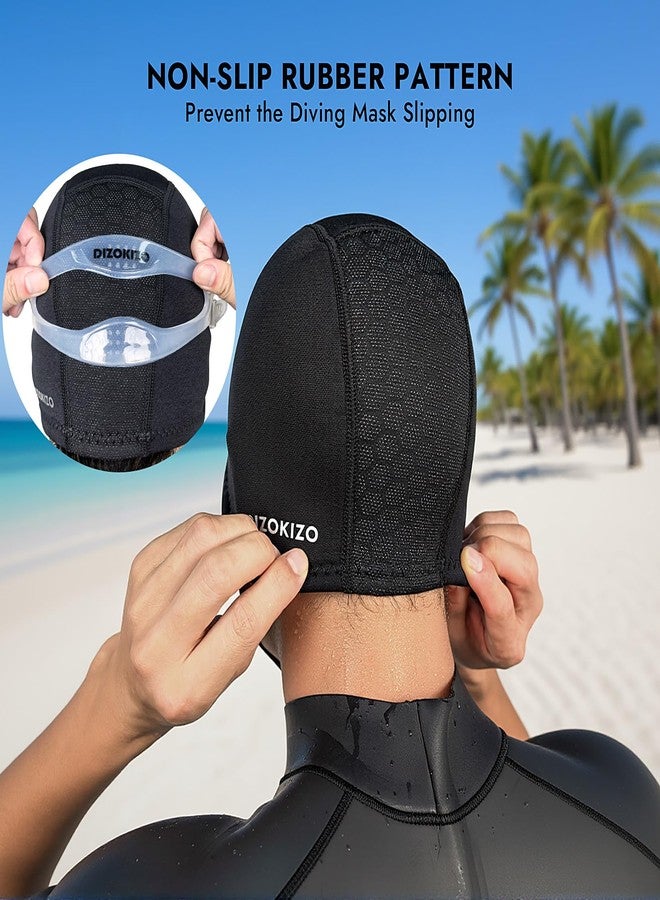 Dizokizo Neoprene Diving Hood for Men Women, Thermal Wetsuit Hood Swim Cap with Chin Straps, 3mm Diving Headgear Surfing Head Cover for Water Sports Scuba Snorkeling Kayaking Sailing (XL) - Image 3