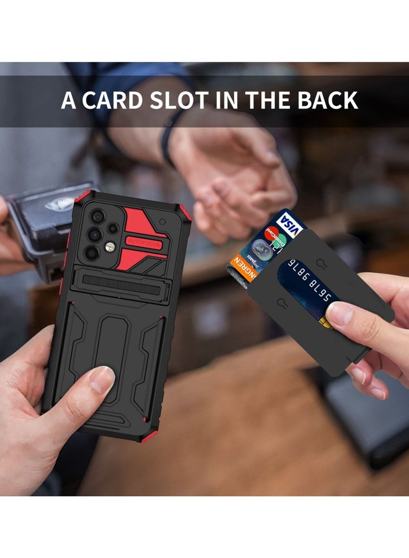TEAM LUXURY Kickstand Shockproof Case For Samsung Galaxy A52s/Galaxy A52 with  Card Holder Red - Image 3