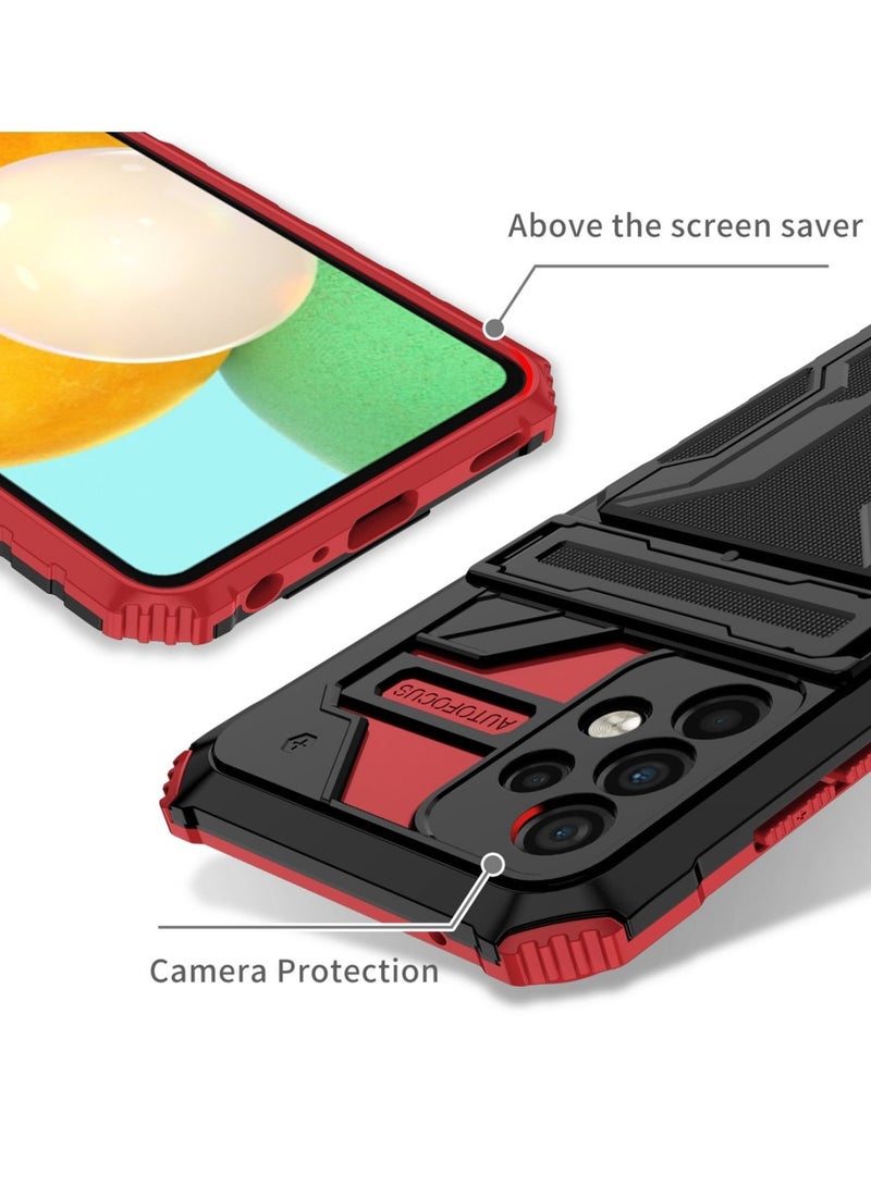 TEAM LUXURY Kickstand Shockproof Case For Samsung Galaxy A52s/Galaxy A52 with  Card Holder Red - Image 5