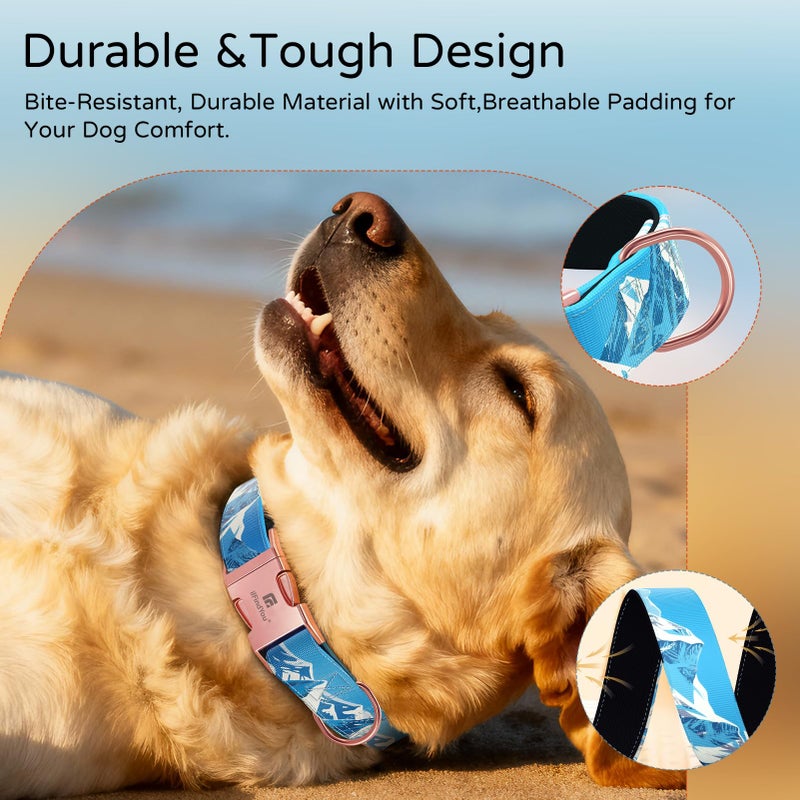 ilFindYou Designer Dog Collar for Large Dogs, Rocky Mountains Pattern, Heavyweight Polyester Adjustable Collars with Secure Metal Buckleï¼ŒSuitable for Female Dogs L - Image 3