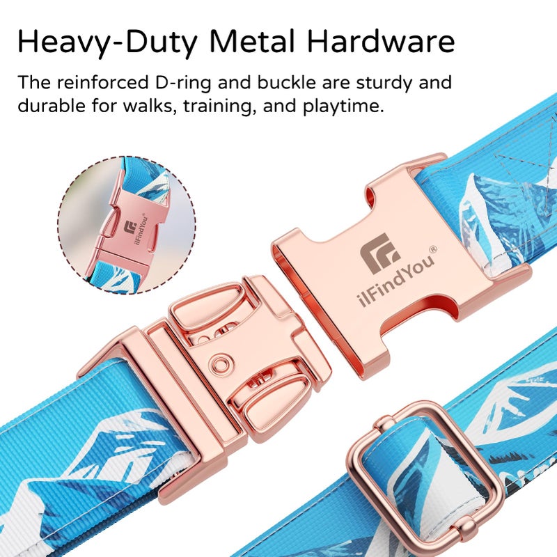 ilFindYou Designer Dog Collar for Large Dogs, Rocky Mountains Pattern, Heavyweight Polyester Adjustable Collars with Secure Metal Buckleï¼ŒSuitable for Female Dogs L - Image 2