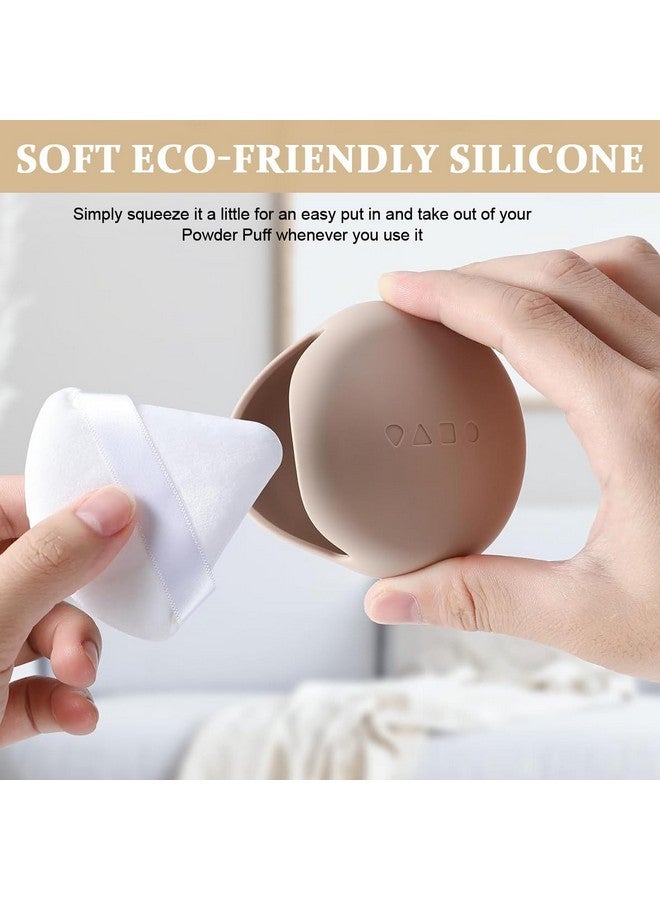 maycreate Silicone Powder Puff Holder, Makeup Sponge Puff Case Organizer For Travel, Soft Skin-Friendly Beauty Blender Storage - Khaki - Image 5