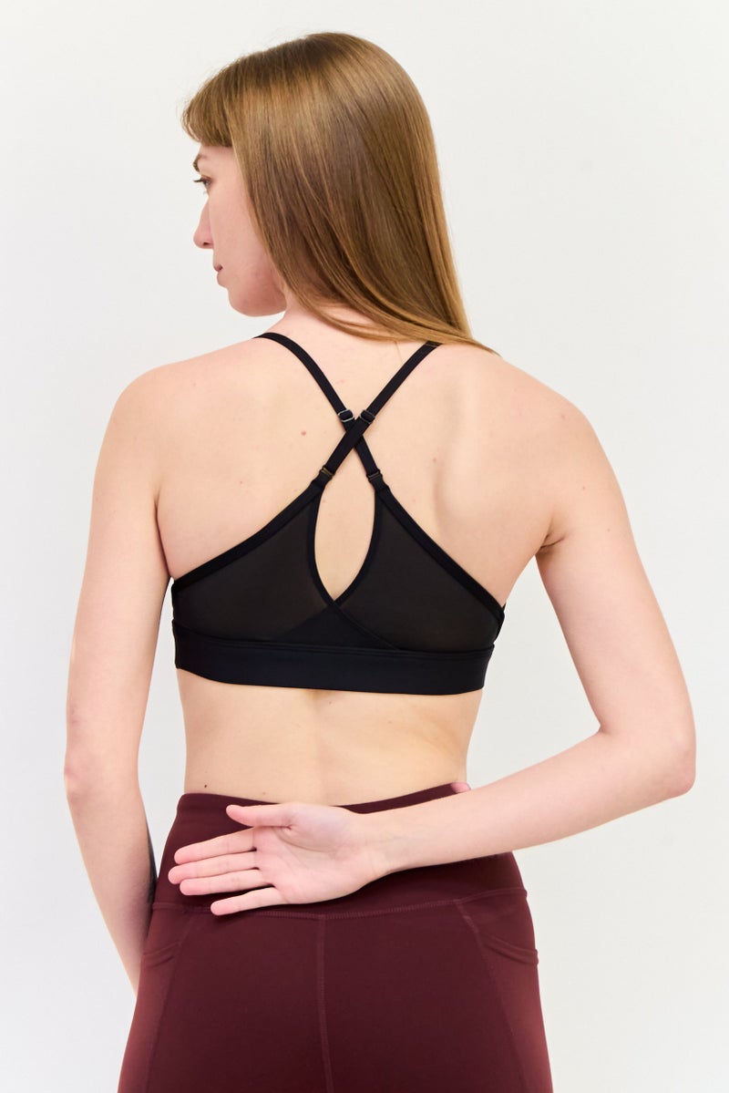 Reebok سوتيان رياضي مبطن بشعار العلامة التجارية للنساء، أسود - Image 4