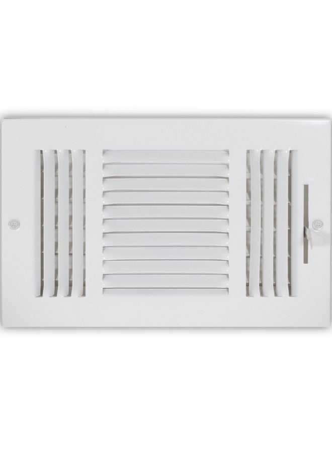 EZ-FLO 10 x 6 Inch (Duct Opening) White Air Vent Cover for Wall or Ceiling, Three-Way Ventilation Register, 11-3/4 Inch x 7-3/4 Inch (Overall Dimensions), Solid Steel HVAC Cover, 61614 - Image 1
