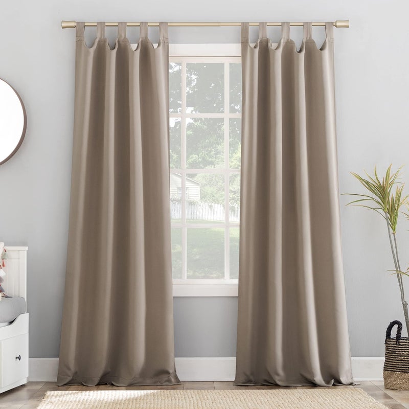 Sun Zero Easton Energy Saving Blackout Tab Top Curtain Panel, 40" x 84", Stone - Image 1