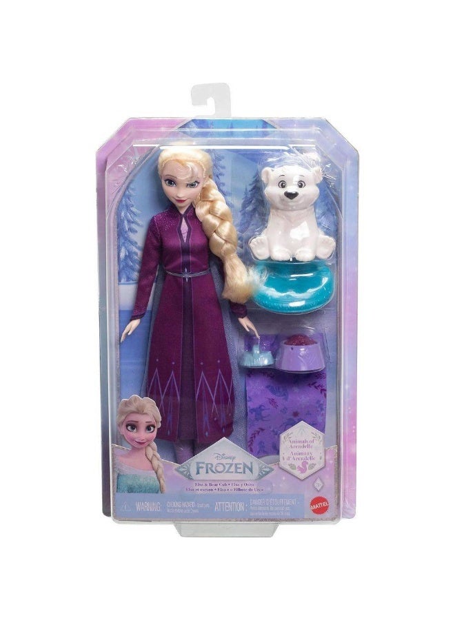 Disney Frozen Elsa Fashion Doll With Polar Bear Cub Figure - Image 1