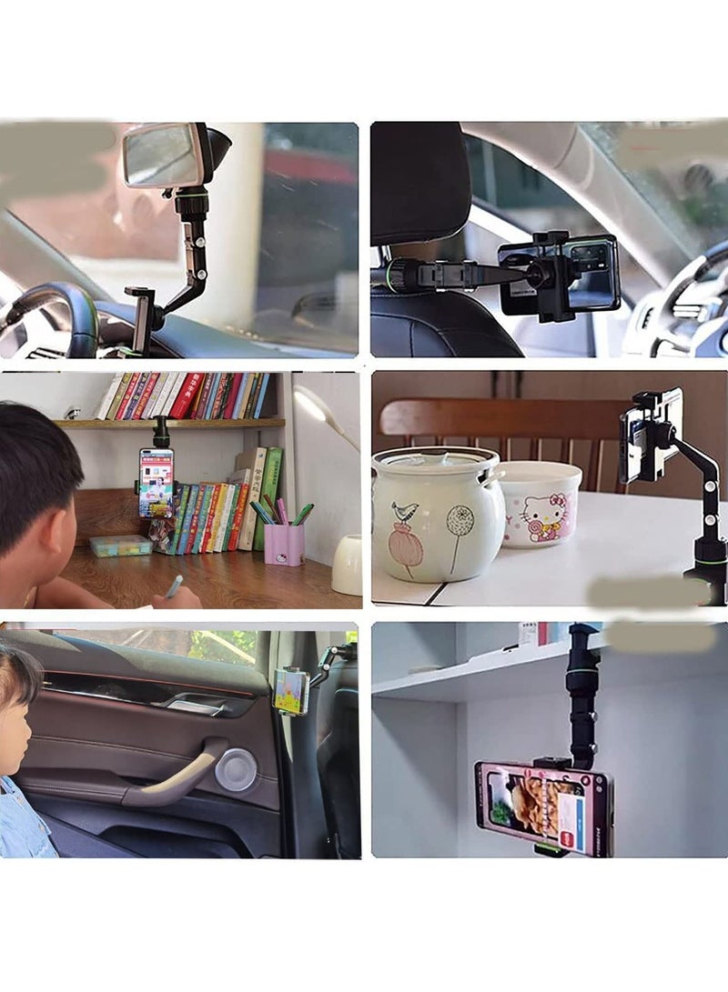 مرآة رؤية خلفية دوارة عالمية للسيارة حاملة متعددة الوظائف للهاتف و GPS - Image 3