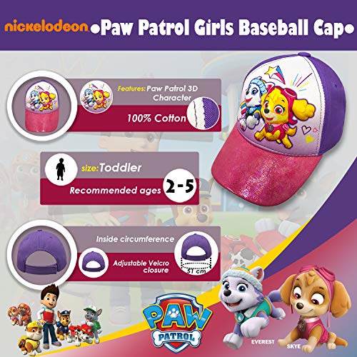 Nickelodeon Toddler Girls Paw Patrol 3D Cotton Baseball Cap Hat Age 25 PurplePink - Image 3
