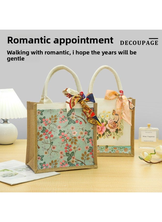 Thanksgiving Diy Handmade Butterfly Ancient Bart Canvas Tote Bag Sack Paste Group Building Parent-child Material Bag Warm-up Field-Color:LB-N16 Baocaoyuan Material Contains Scissors Glue_vertical  - Image 4