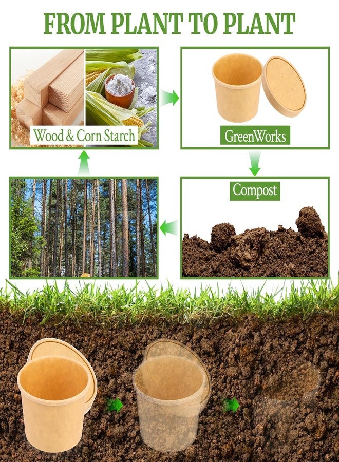 Giwrmu 16 Oz Compostable Paper Bowls 25 Pack Biodegradable Disposable Heavy Duty To Go Bowls for Cold & Hot Food - Image 3