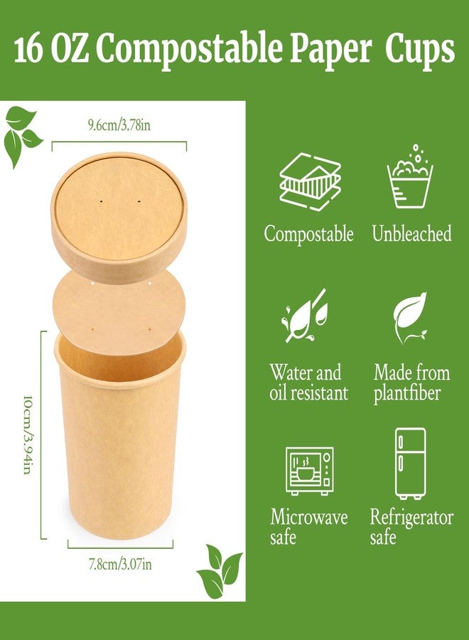 Giwrmu 16 Oz Compostable Paper Bowls 25 Pack Biodegradable Disposable Heavy Duty To Go Bowls for Cold & Hot Food - Image 2