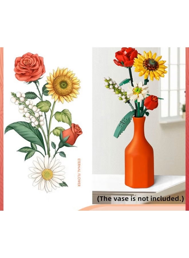 EETU Flower Bouquet Building Blocks,Creativity Artificial Flower Bouquet Building Kit,Sunflowers Creative Toys Kits,Birthday Aniversary Gifts For Girls Adults Girlfriends Home Decor,568 Pieces - Image 3