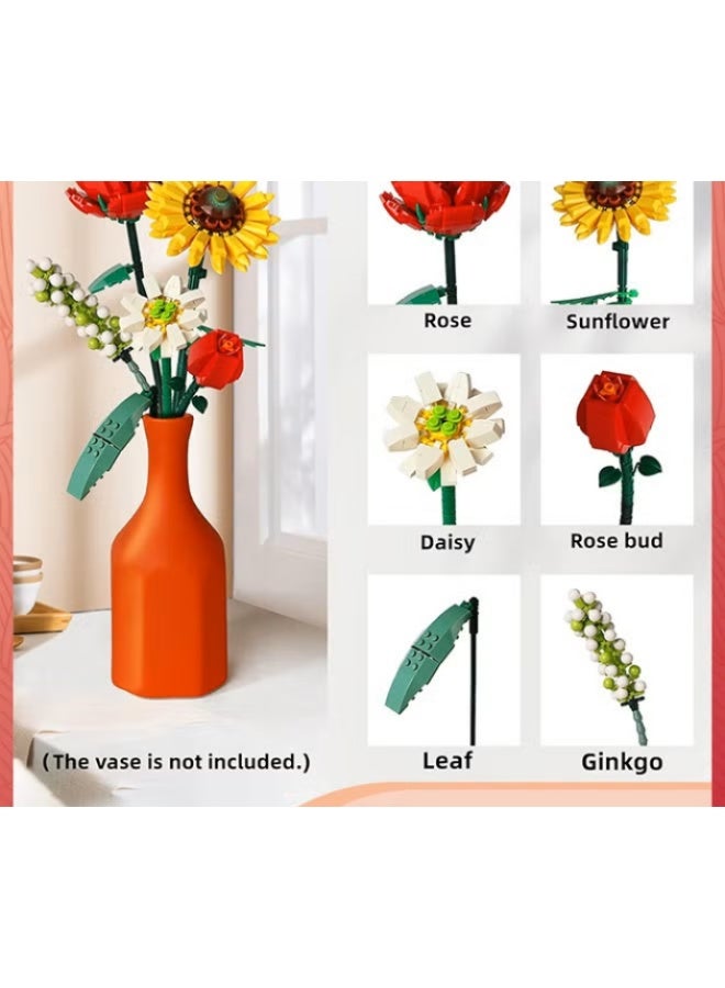 EETU Flower Bouquet Building Blocks,Creativity Artificial Flower Bouquet Building Kit,Sunflowers Creative Toys Kits,Birthday Aniversary Gifts For Girls Adults Girlfriends Home Decor,568 Pieces - Image 4