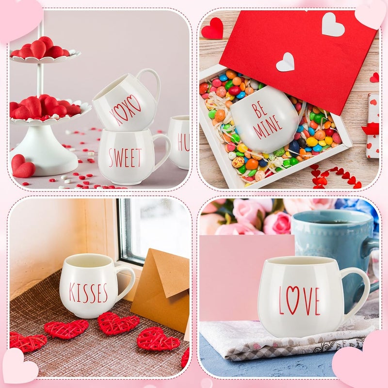 Layhit 6 Pcs Valentines Day Coffee Mugs 12 oz Valentine Ceramic Mugs Bulk Cute Couple Cups Set for Anniversary Wedding Engagement Birthday Couple Gifts Mom Girlfriend - Image 5