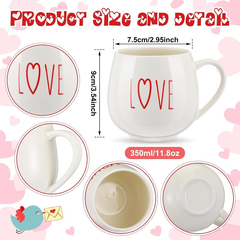 Layhit 6 Pcs Valentines Day Coffee Mugs 12 oz Valentine Ceramic Mugs Bulk Cute Couple Cups Set for Anniversary Wedding Engagement Birthday Couple Gifts Mom Girlfriend - Image 2