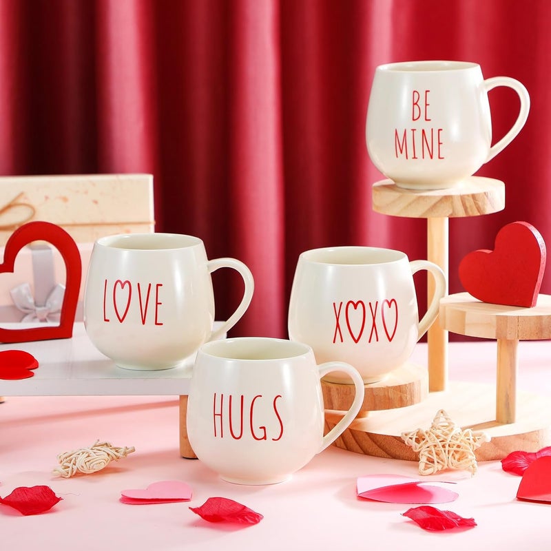 Layhit 6 Pcs Valentines Day Coffee Mugs 12 oz Valentine Ceramic Mugs Bulk Cute Couple Cups Set for Anniversary Wedding Engagement Birthday Couple Gifts Mom Girlfriend - Image 3