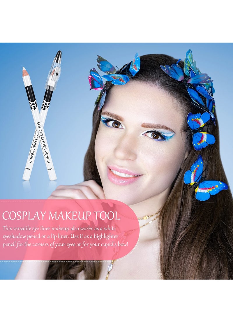 Excefore White Eyeliner Pencil Soft Highlighter Eye Liner Pencil Lying Eye Brightener Stick Eyeshadow Pencil Waterproof Hypoallergenic White Eye Liners Makeup Pencils Easy to Color Eye Makeup - Image 2
