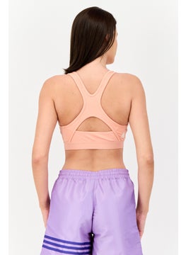 Adidas Women Brand Logo Padded Training Sports Bra, Coral  - Image 4