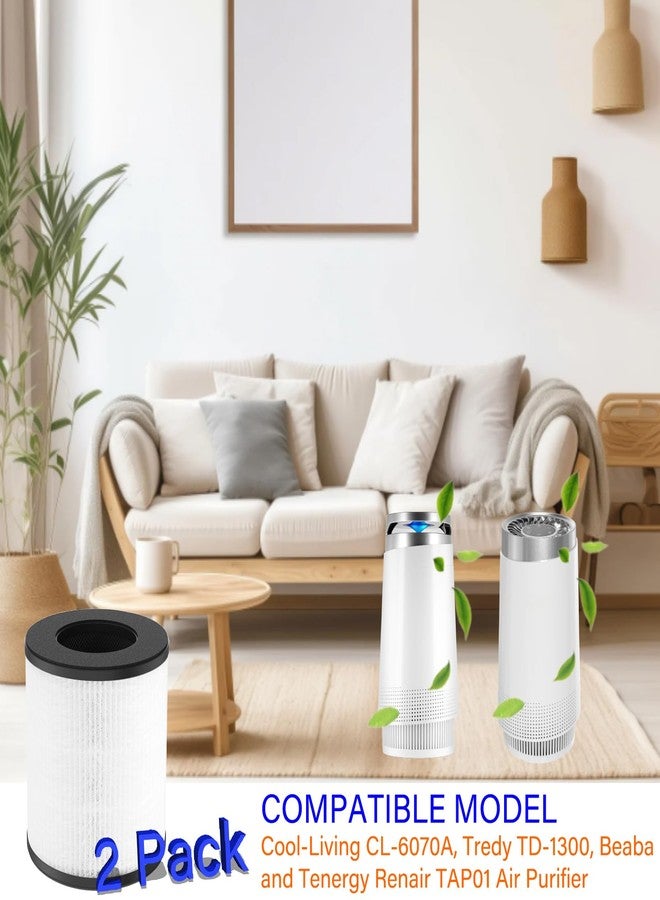 DAODEFUL CL-6070A Replacement Filter for Cool-Living CL-6070A, Tredy TD-1300, Beaba and Tenergy Renair TAP01 Air Purifier, H13 True HEPA with Activated Carbon and Pre-filter, 2 Pack - Image 2