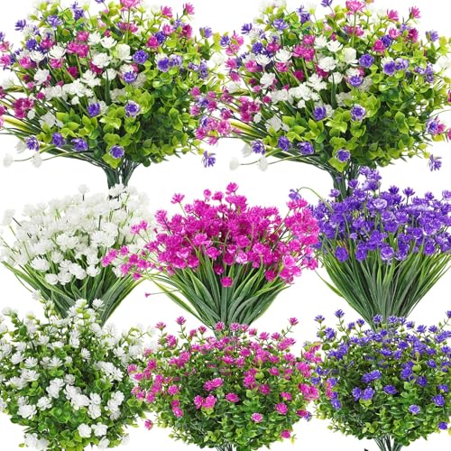 WILLBOND 36 Bundles Artificial Flowers for Outdoor UV Resistant Faux Artificial Plants Shrubs Flower Bulk for Outside Front Porch Hanging Planter Window Box Garden Summer Decor Delicate Colors - Image 1