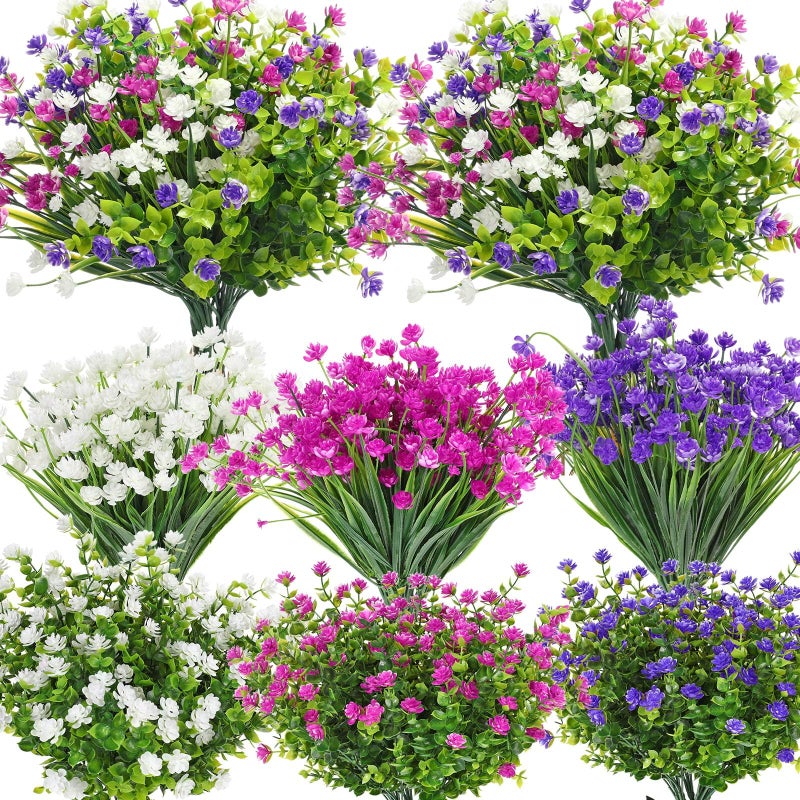 WILLBOND 36 Bundles Artificial Flowers for Outdoor UV Resistant Faux Artificial Plants Shrubs Flower Bulk for Outside Front Porch Hanging Planter Window Box Garden Summer Decor Delicate Colors - Image 2