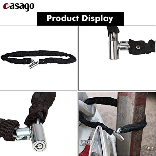 Casago CCQ8172 Anti-Theft Heavy Duty Helmet Luggage Secure Chain Lock with 2 Keys for Bike Motorcycle Bicycle (Black) - Image 3