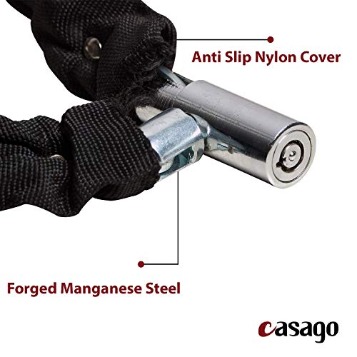 Casago CCQ8172 Anti-Theft Heavy Duty Helmet Luggage Secure Chain Lock with 2 Keys for Bike Motorcycle Bicycle (Black) - Image 4