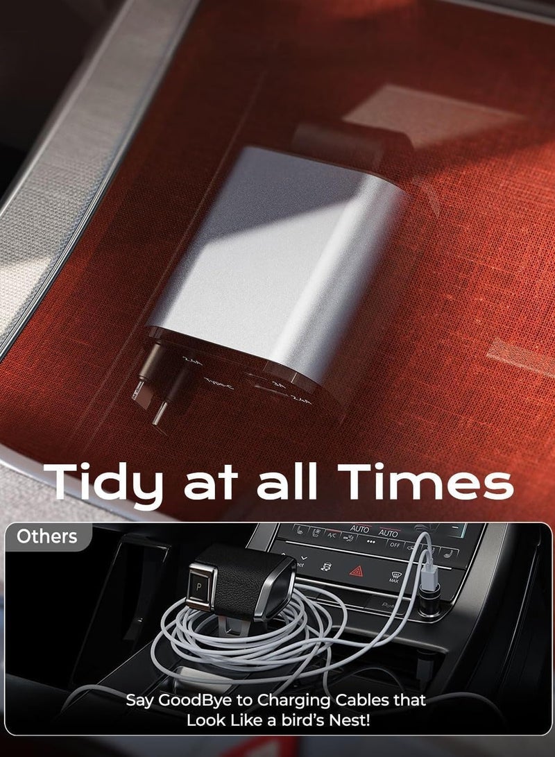 general iPhone 16 Car Charger Fast Charging 69W Retractable Car Charger with Dual Type C Cables USB C Car Charger Adapter for 17 iPhone 15 Pro Max, Samsung Galaxy S25, iPad Air, Google Pixel 10 Pro - Image 2