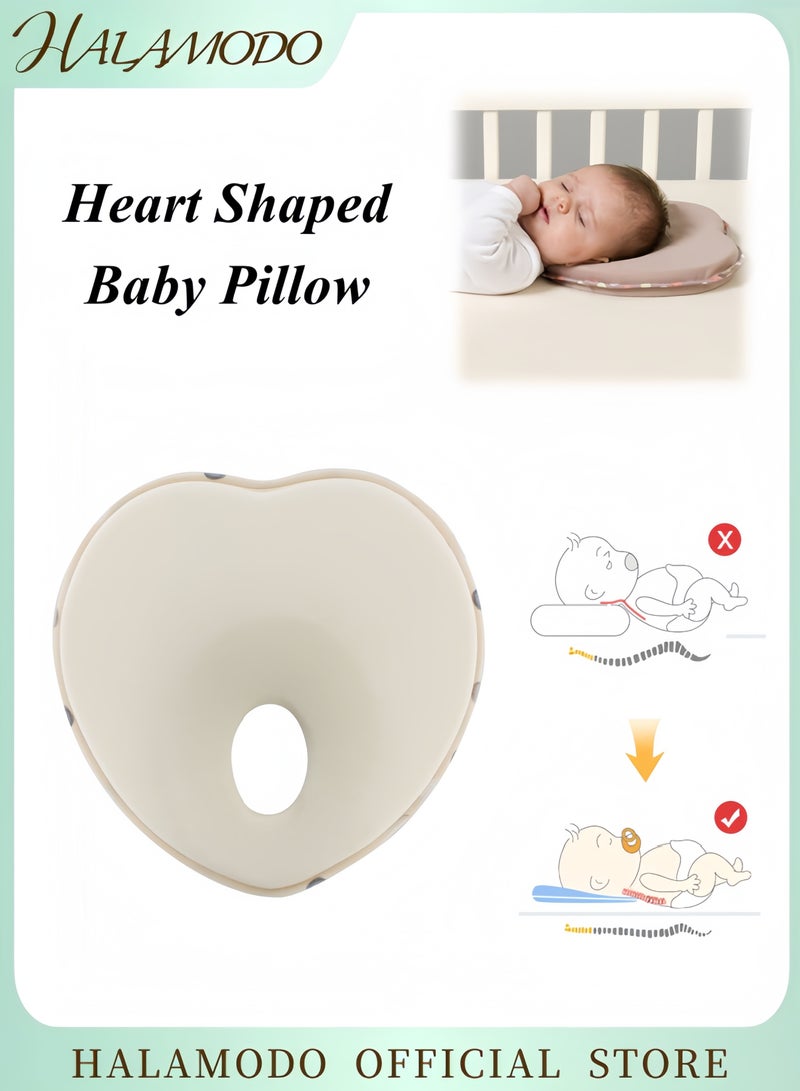 HALAMODO Heart-Shaped Anti-Flat Head Pillow Baby Shaping Pillow Breathable Memory Foam Adjustable Sleeping Posture Pillow Newborn Comfort Head Support Pillow - Image 1
