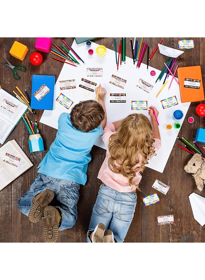 إيروريكس 200 قطعة من بطاقات المكافآت التحفيزية وبطاقات الولاء وبطاقات الجوائز للطلاب، بطاقات دائرية مثقبة يدويًا لفصول الأعمال وسلوك الأطفال والطلاب والمعلمين 9×5 سم 4 أنماط - Image 3