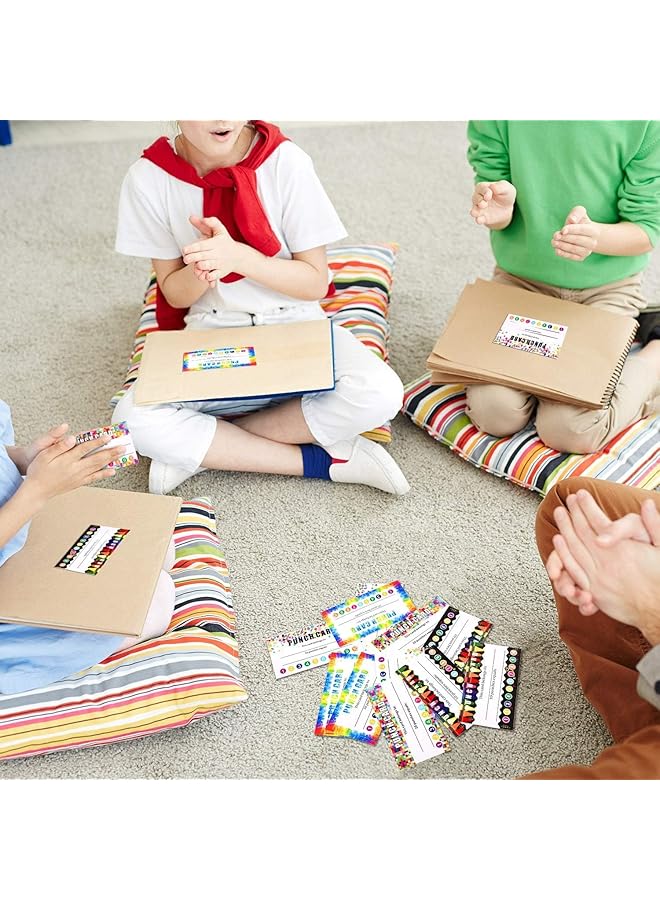 إيروريكس 200 قطعة من بطاقات المكافآت التحفيزية وبطاقات الولاء وبطاقات الجوائز للطلاب، بطاقات دائرية مثقبة يدويًا لفصول الأعمال وسلوك الأطفال والطلاب والمعلمين 9×5 سم 4 أنماط - Image 4