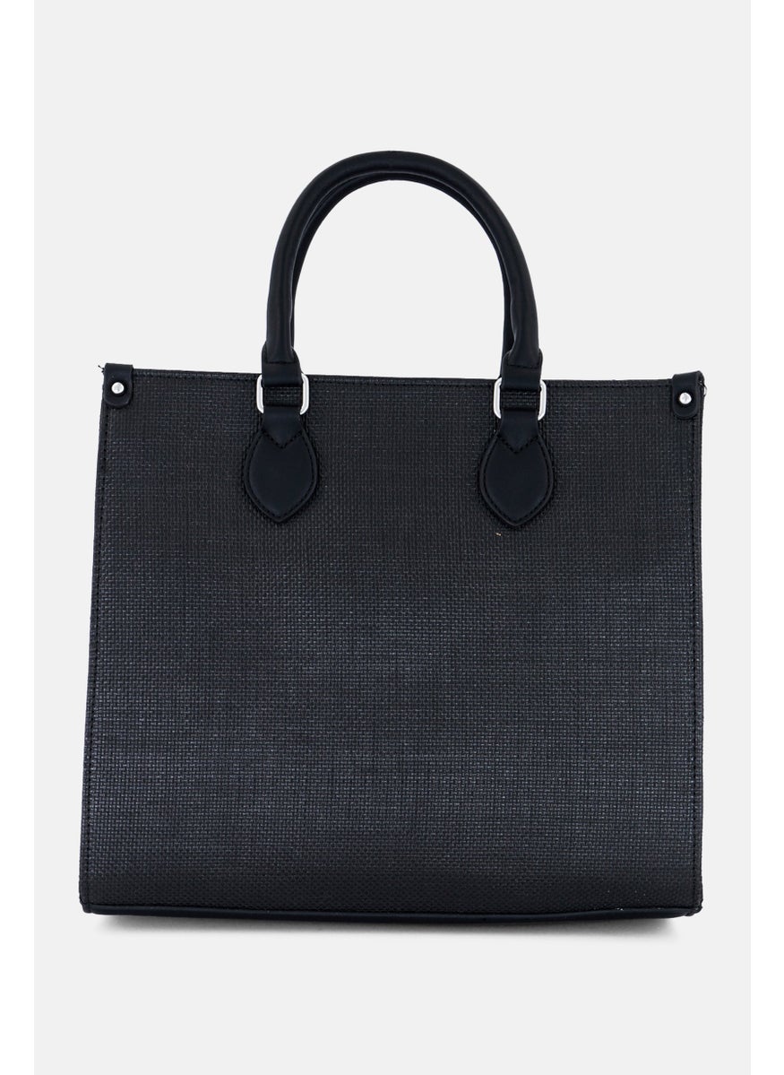 CXL by Christian Lacroix Women Janette Straw Satchel Bag, Black  - Image 3