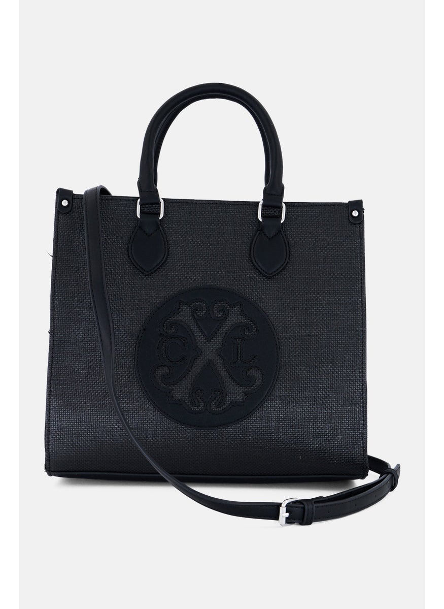 CXL by Christian Lacroix Women Janette Straw Satchel Bag, Black  - Image 2