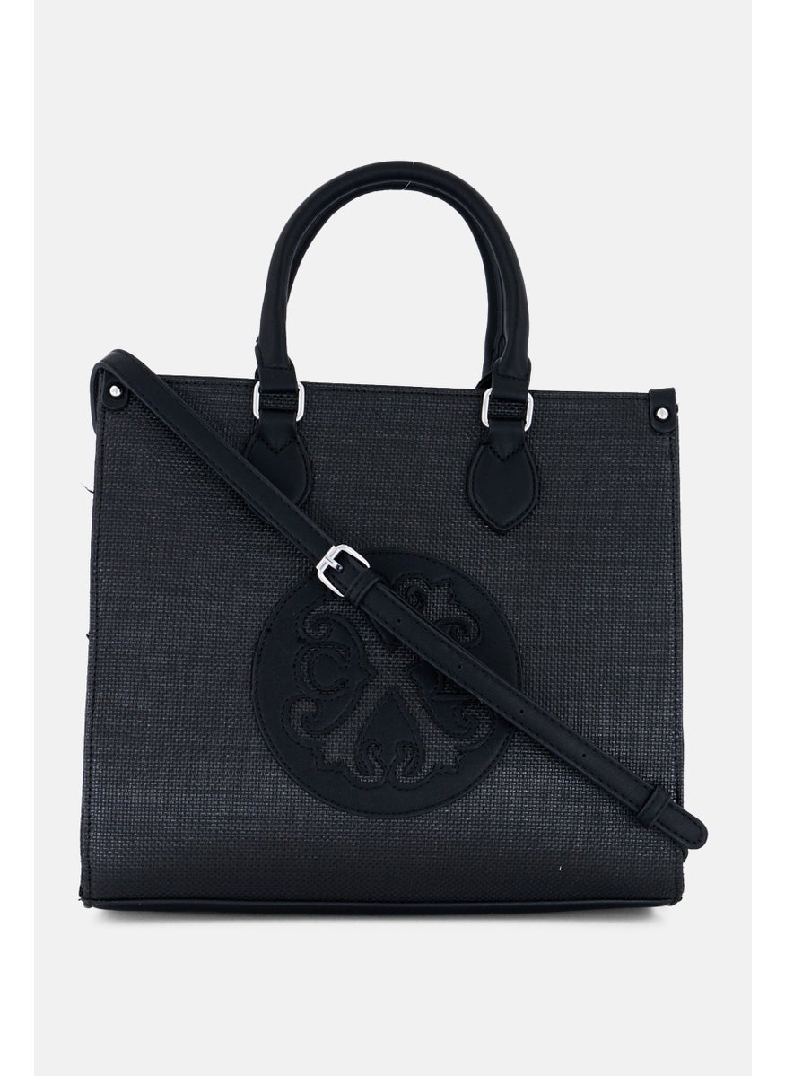 CXL by Christian Lacroix Women Janette Straw Satchel Bag, Black  - Image 1