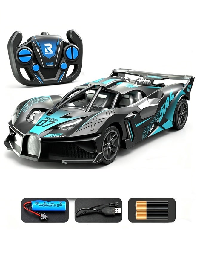 RC Remote Control Racing Car Toy Car, Rechargeable Toy Racing Car, Car Toy Model Car 1:20 Diecast Collectible Car Toy, Suitable for Children Boys Holiday Gift (Blue) - Image 1