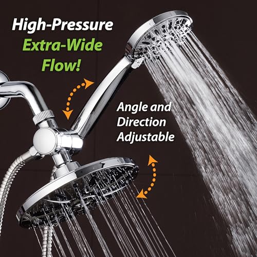 AquaDance 7" Premium High Pressure 3-Way Rainfall Combo Combines The Best of Both Worlds-Enjoy Luxurious Rain Showerhead and 6-Setting Hand Held Shower Separately or Together, Chrome - Image 4